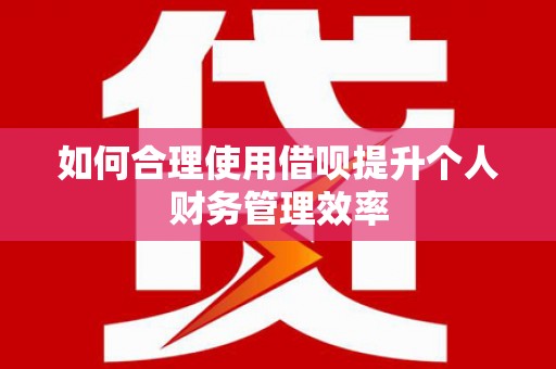 富平如何合理使用借呗提升个人财务管理效率