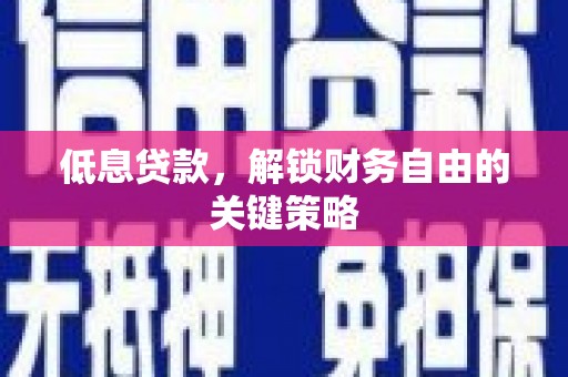 富平低息贷款，解锁财务自由的关键策略