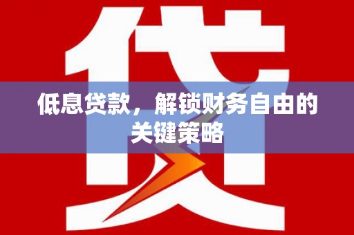 富平低息贷款，解锁财务自由的关键策略