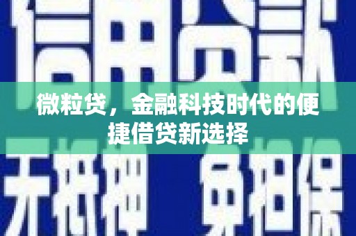 富平微粒贷，金融科技时代的便捷借贷新选择